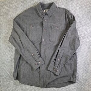 Duluth‎ Trading Co Men's Large Relaxed Fit Button Up Shirt Gray 100% Cotton